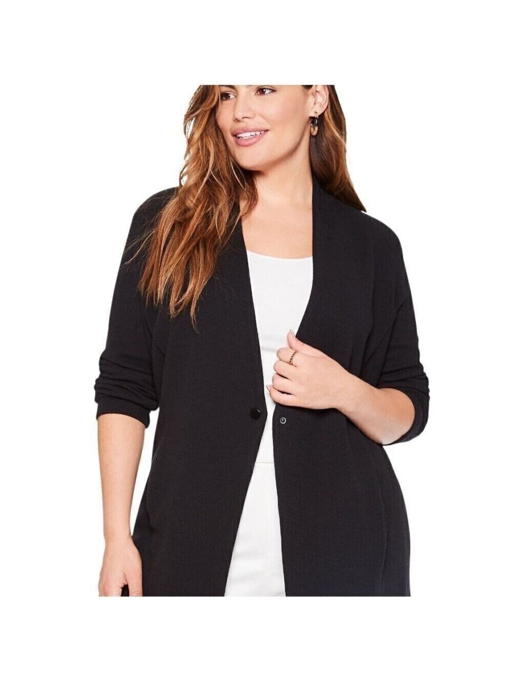 Nic & Zoe "Grace" Black Knit Cardigan Jacket Plus Size 3X